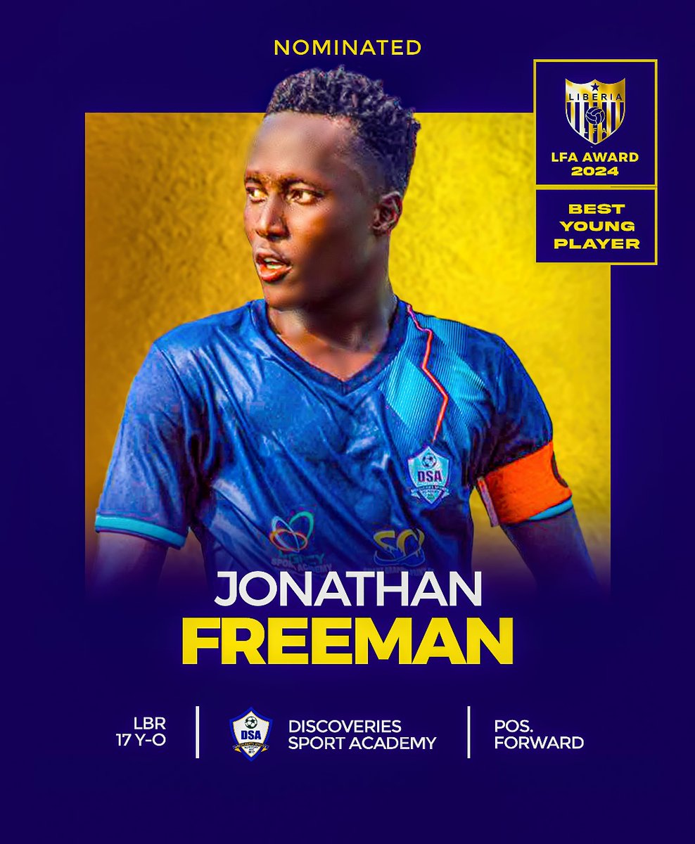 GOOD MORNING TO ALL LIBERIAN COACHES, SPORTS JOURNALISTS, AND CLUB TEAMS CAPTAINS, PLEASE VOTE FOR #JONATHAN FREEMAN AS THE LFA LEAGUE  BEST YOUNG PLAYER OF THE  2023/2024. 🙏🏾🙏🏾