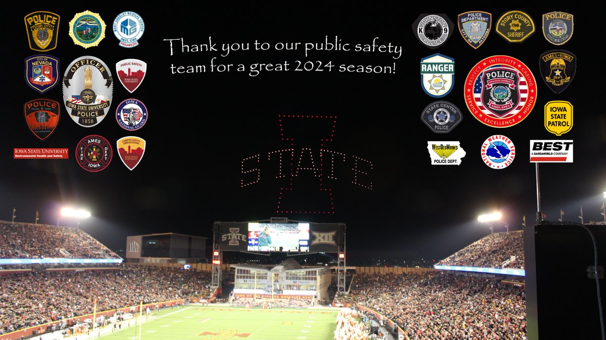 The team <a href="/ISUPD/">Iowa State University Police Department</a> would like to thank all our public safety partners who helped us at Jack Trice Stadium this football season. It takes a dedicated team to pull off safety and security at our football games! We could not do it without our partners.  #cyclONEnation #BestTeamAround