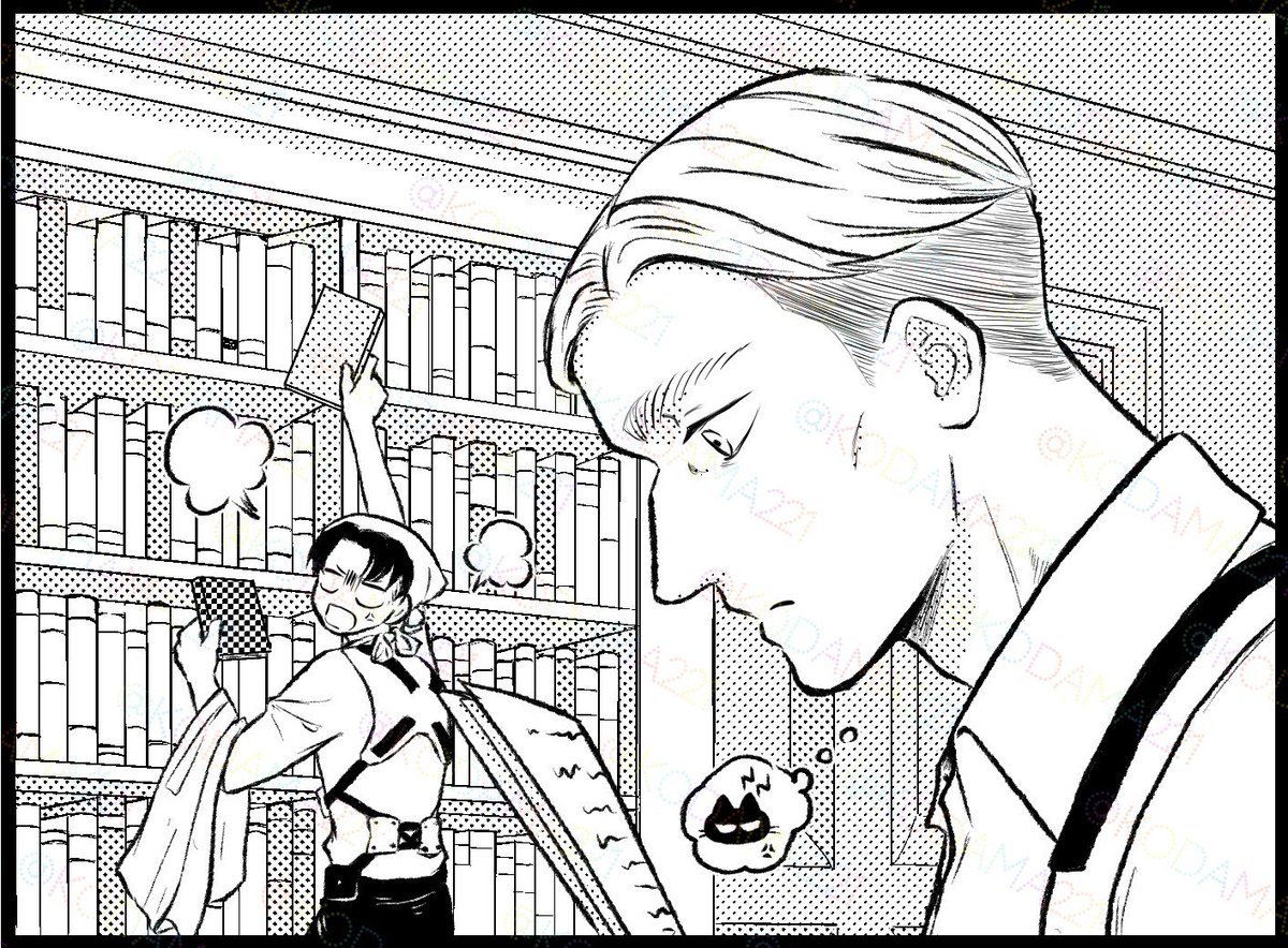 kodama221's tweet photo. 🧹😡vs😗📚 https://t.co/geYuXycSTd