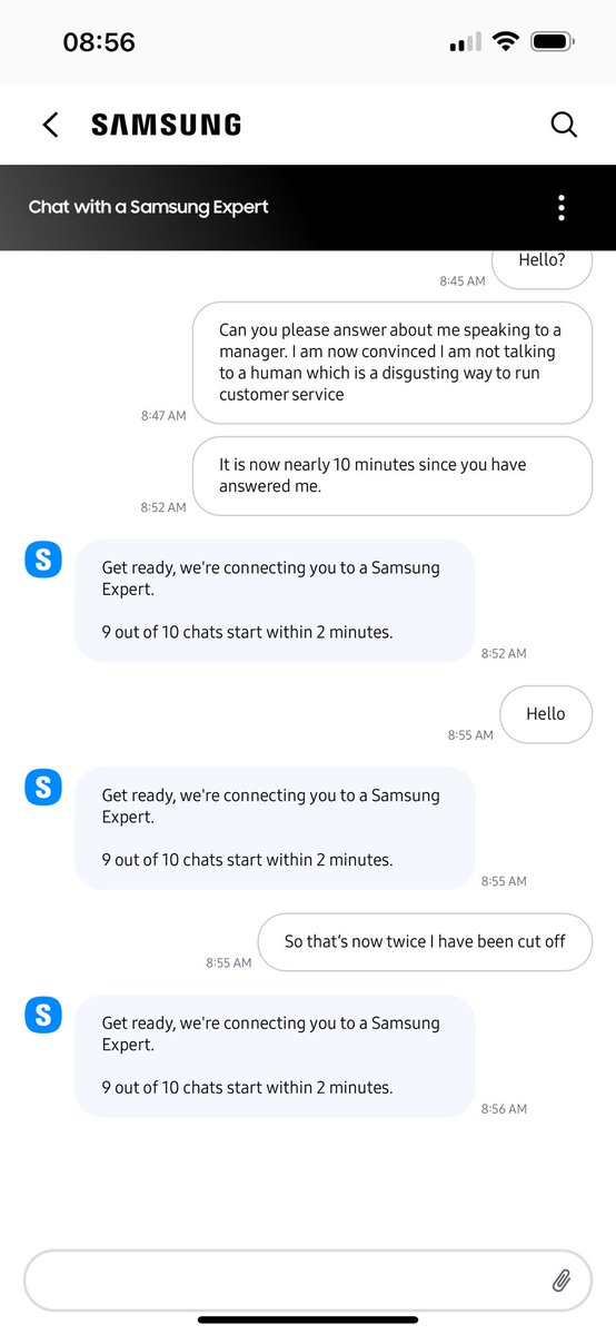 BBUKtraining's tweet photo. @SamsungUK and to continue the frustration now you won’t connect at all https://t.co/4nrywc2rFy