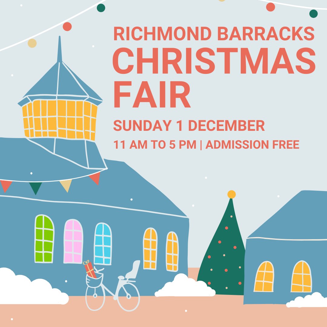 It's day 2 of our Christmas Fair today. We open at 11 am. Admission is free.

richmondbarracks.ie/xmas has all the details of the creative workshops, the entertainment, the makers and producers selling gifts and the tasty food and drink providers.

Come to us by bus, bike or luas.