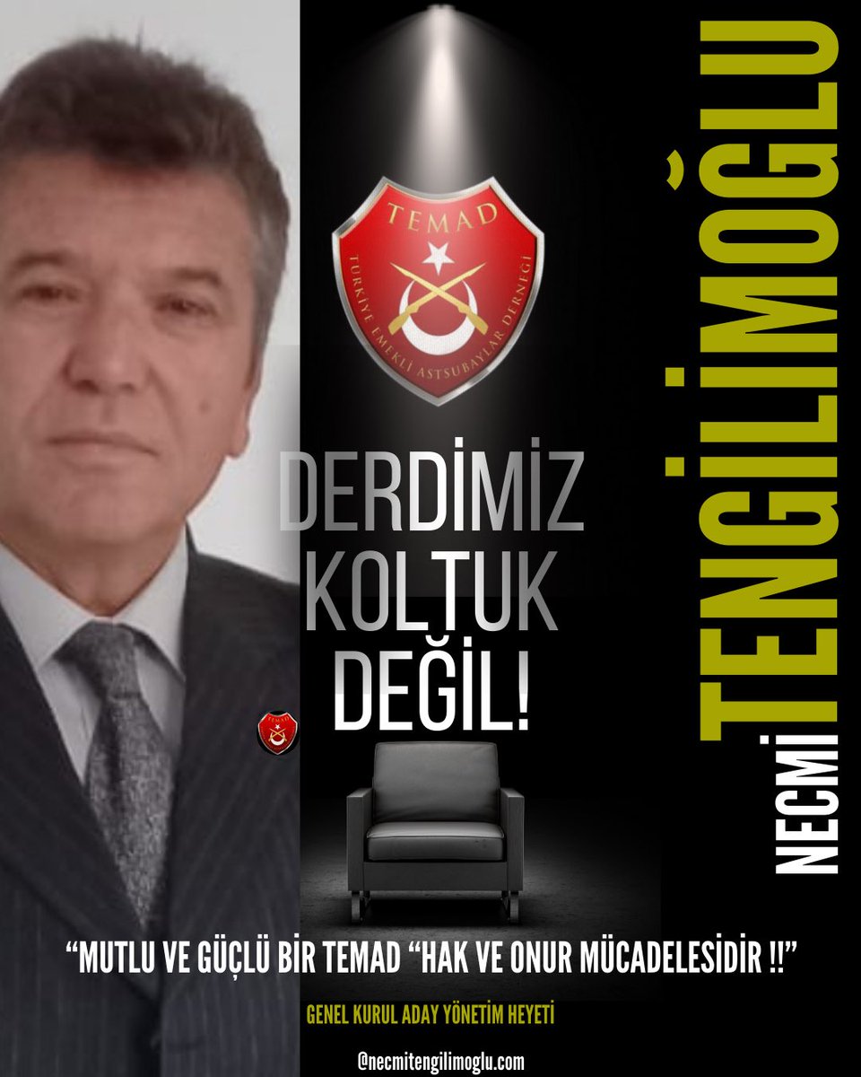‼️| Değerli Meslektaşlarımız, 
Sn.Şube Başkanlarımız ve Delegasyonumuz,

“Sahibi olduğunuz! 
Çatımız TEMAD’ın, size yakışan, 
Hak ve  Onur Mücadelesi yapan, 
Sizleri TEMSİL edeceğimizi UNUTMADAN! 

Derdi KOLTUK OLMAYAN yönetim heyetimle sizlere layık olacağız.”
Saygılarımızla.