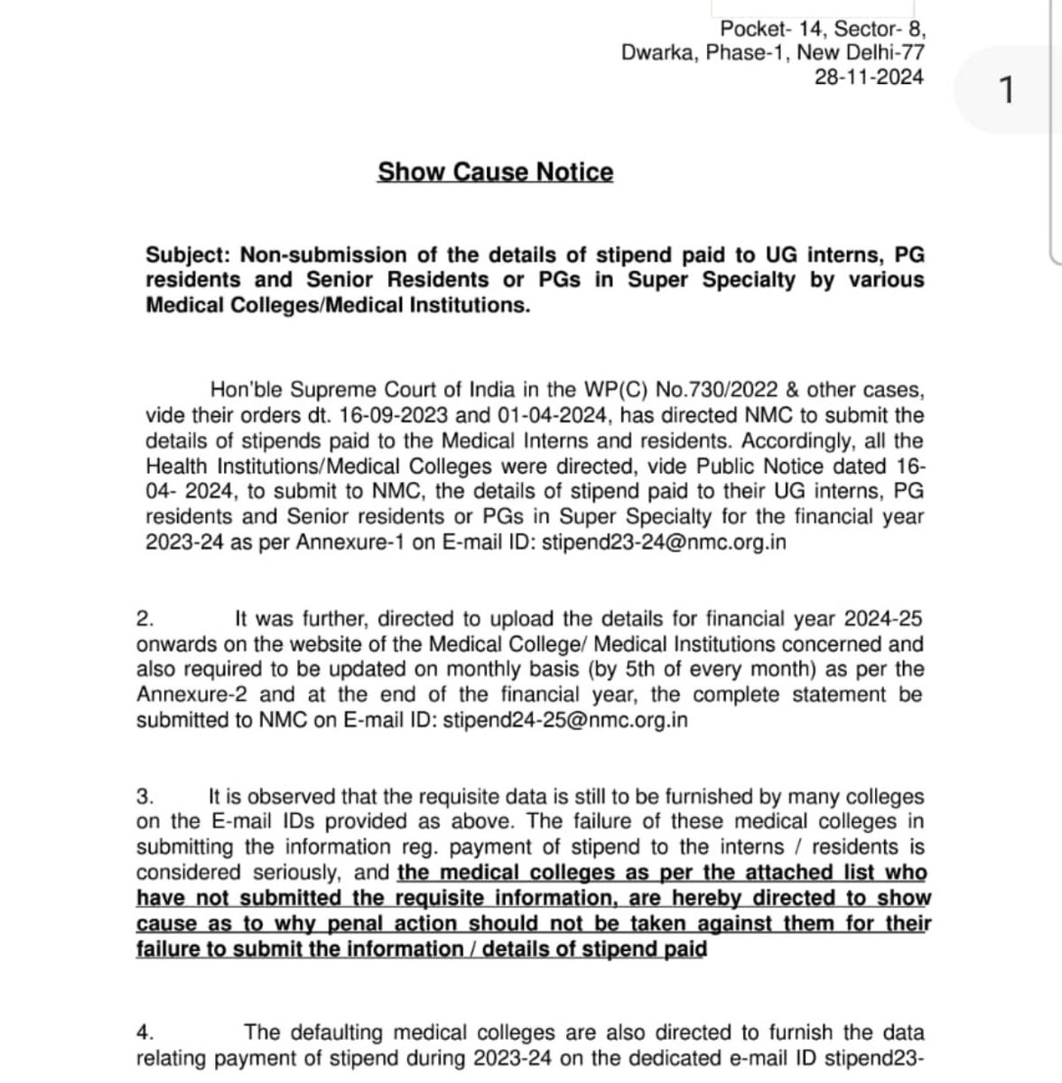 sarkari_doctor's tweet photo. NMC show cause notice to 198 medical colleges on the issue of stipends for MBBS intern, PG residents, senior resident,super speciality resident by various medical College
#MedTwitter #MedX #mbbs #neetpg #neetss
#Onenationonestipend https://t.co/aLKQTHWfk9