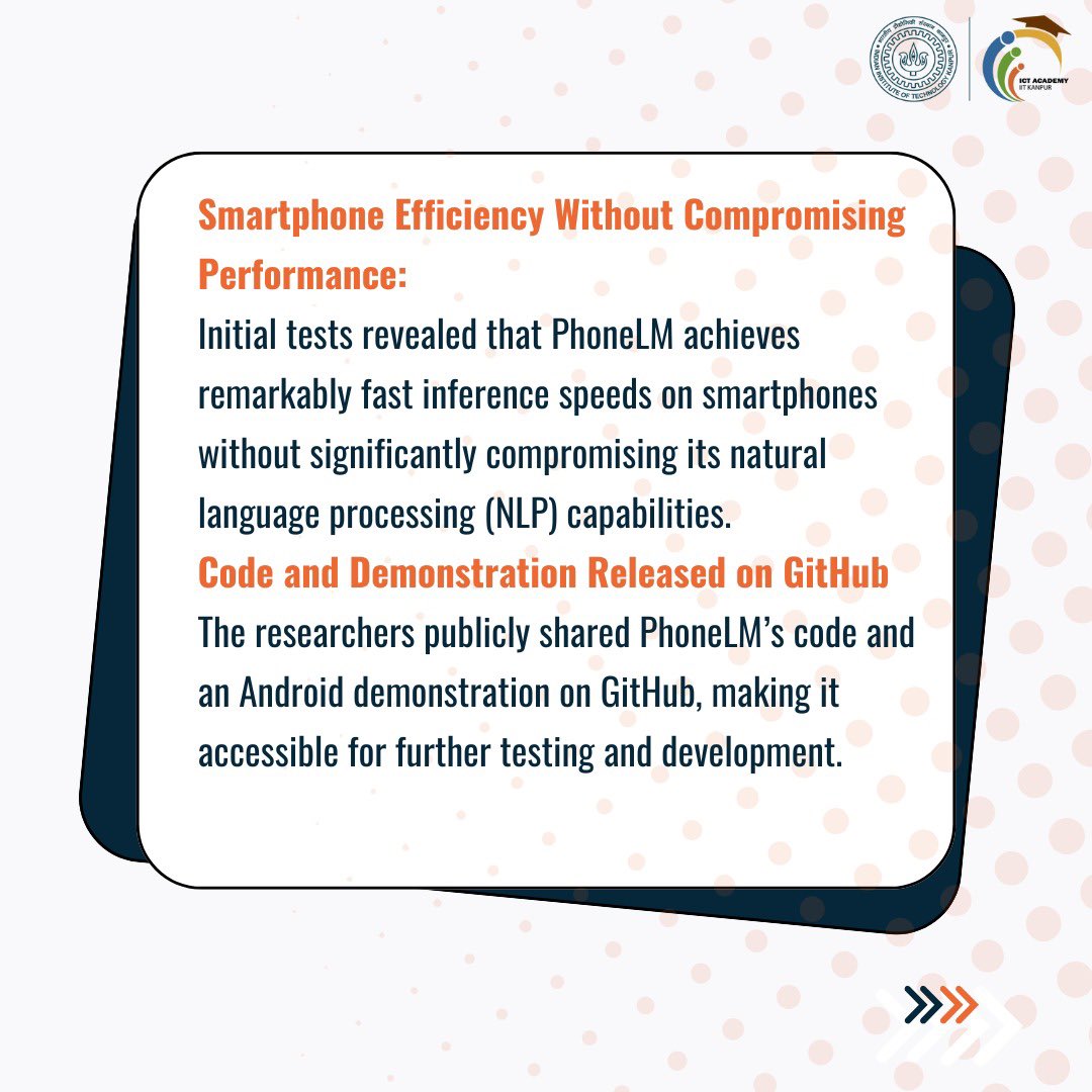 eicta_iitk's tweet image. Revolutionizing AI on the go!  PhoneLM brings fast and efficient language models to smartphones without compromising performance. 

#AI #MachineLearning #SmartphoneTech #Innovation