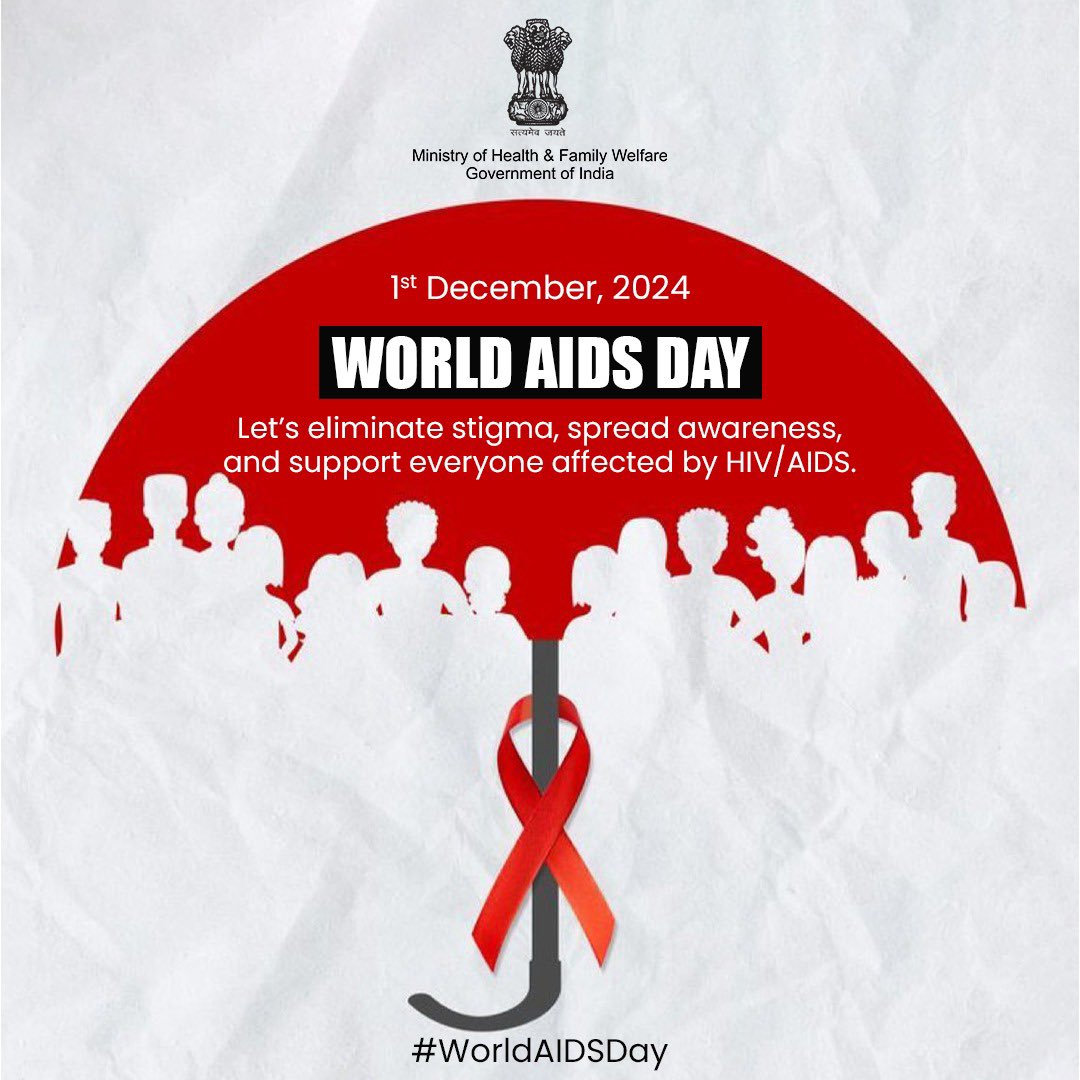 MoHFW_INDIA's tweet photo. This #WorldAIDSDay, stand up for awareness, inclusion, and care. Together, let’s erase stigma and support those affected by HIV/AIDS. https://t.co/Y2pICRznTx