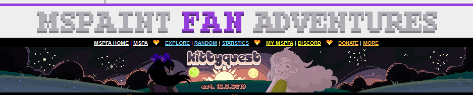 KITTYQUESTmspfa's tweet photo. KITTYQUEST is turning 5️⃣!! if you visit mspfa this week, you can see its anniversary banner in action https://t.co/d1twUSNp3h