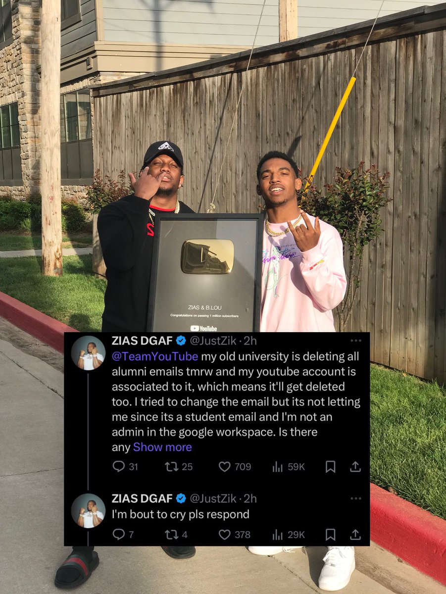 scubaryan_'s tweet image. ZIAS &amp;amp; B Lou’s reaction channel may possibly get deleted due to his schools email getting discontinued… 💔