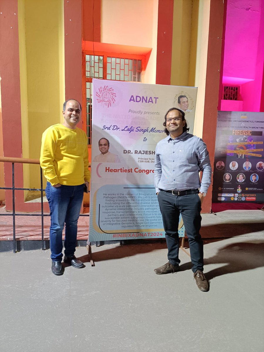 Meeting new people, hearing their innovations, zeal of pushing the boundaries of Science &amp; not satisfied with "fine, okay" but excellence. Thanks <a href="/InBixAdnat2024/">InBix Adnat</a> for being the facilitator for such interactions. Being on billboard was 1st experience. <a href="/gyanc7/">Gyaneshwer (ज्ञानेश्वर चौबे)</a> <a href="/sharmaG30/">Gaurav Sharma, Ph.D.</a> <a href="/prashbio/">Prash Suravajhala</a>