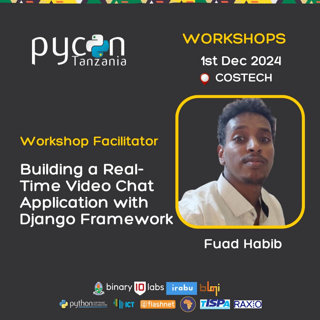 djangogirlstz's tweet image. 🌟 Building a Real-Time Video Chat Application with #Django 🌟
📅 Date: Sunday, 1st December 2024
📍 Location: COSTECH, Buni Hub

This hands-on session will focus on enhancing web development skills with Python &amp;amp; Django Web Framework

#DjangoGirls  #PyConTanzania