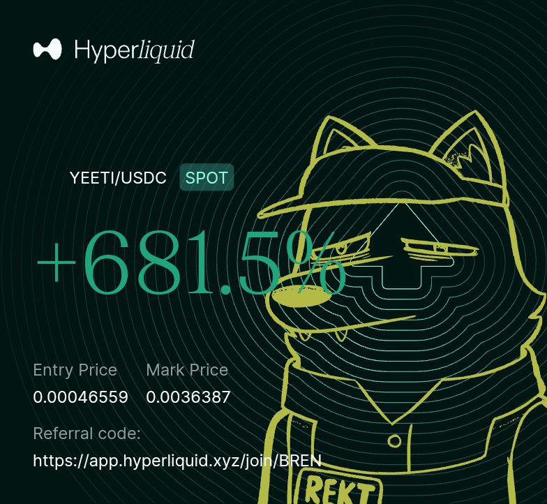Rekt Gang was making frens with <a href="/HyperliquidX/">Hyperliquid</a> 20 months ago

<a href="/rekt_gang/">Rekt Gang</a> is the only NFT featured on the Hyperliquid profit card

Rekt Gang is [redacted]