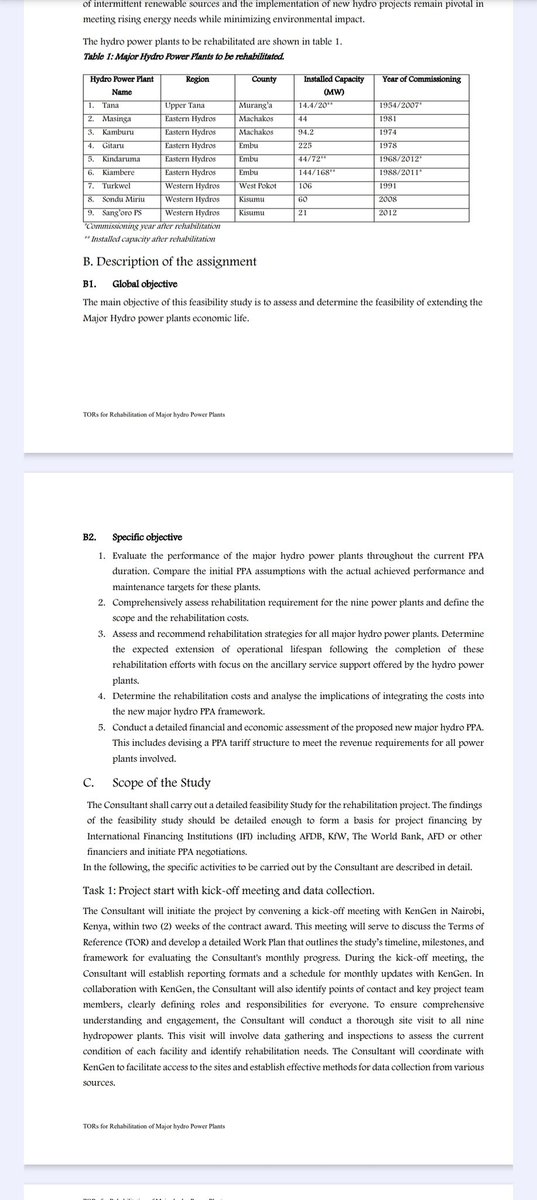 KENGEN. I saw this advert and I wondered when the Govt says there is no Money, is it lack of communication? KENGEN has been running those Powerplants from the 1960s and now want to engage 'Foreign  Consultants' to tell them what to 'rehabilitate', obtain a new Foreign Loan so