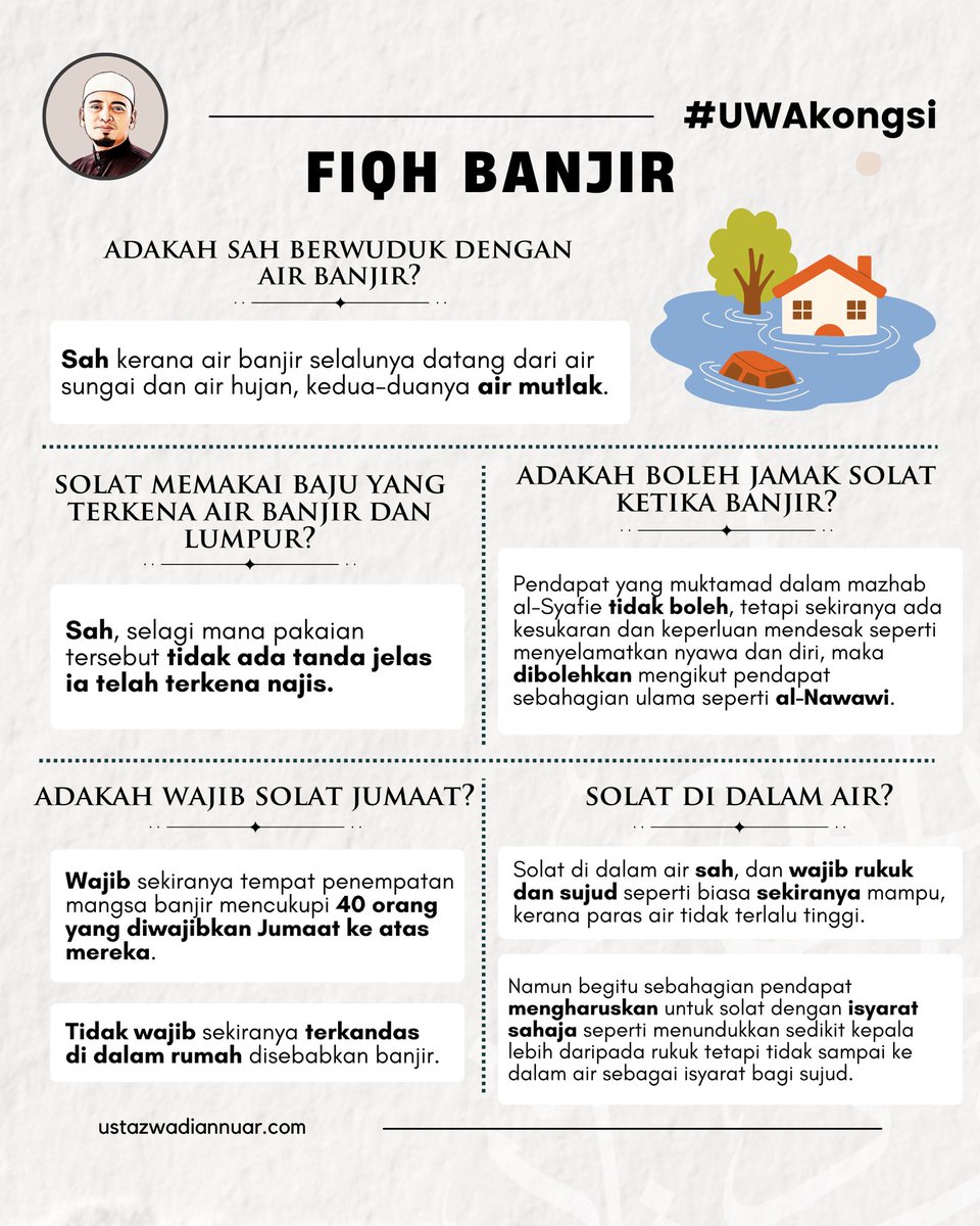 ustazwadiannuar's tweet photo. Semoga Allah mempermudahkan urusan mereka yang terkena musibah banjir.

#fiqhbanjir https://t.co/5BEQQFYzAW