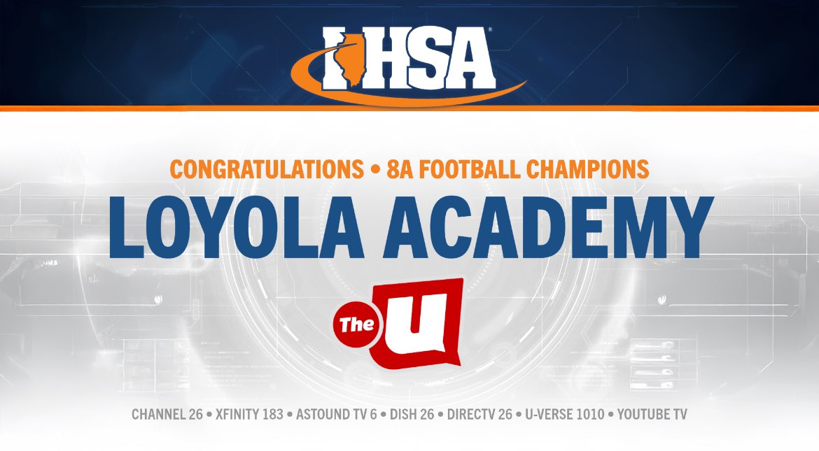 wciu's tweet photo. Congratulations @Loyola_FB - your @IHSA_IL Class 8A Football Champions.🏆 #IHSAFootball #Class8A #illinoishighschoolfootball https://t.co/TxnQVv2UIh