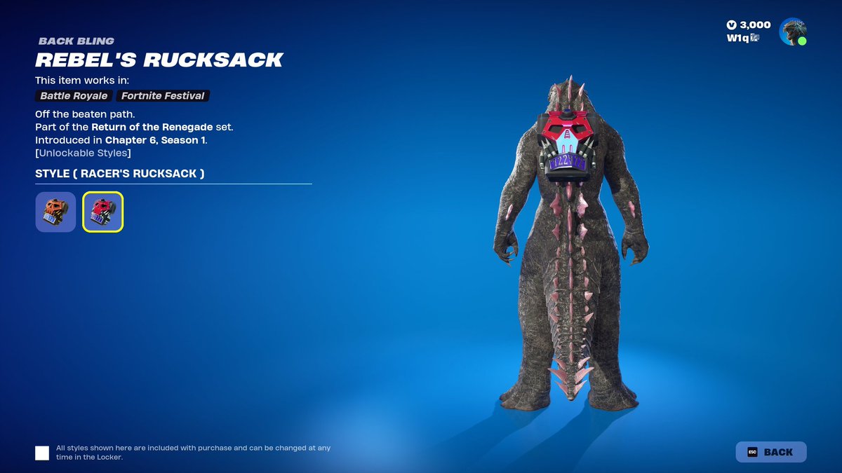 Rebel's Rucksack Backbling : 
#Fortnite #Ad #FortniteLeaks #FortniteNews #FortniteC6S1