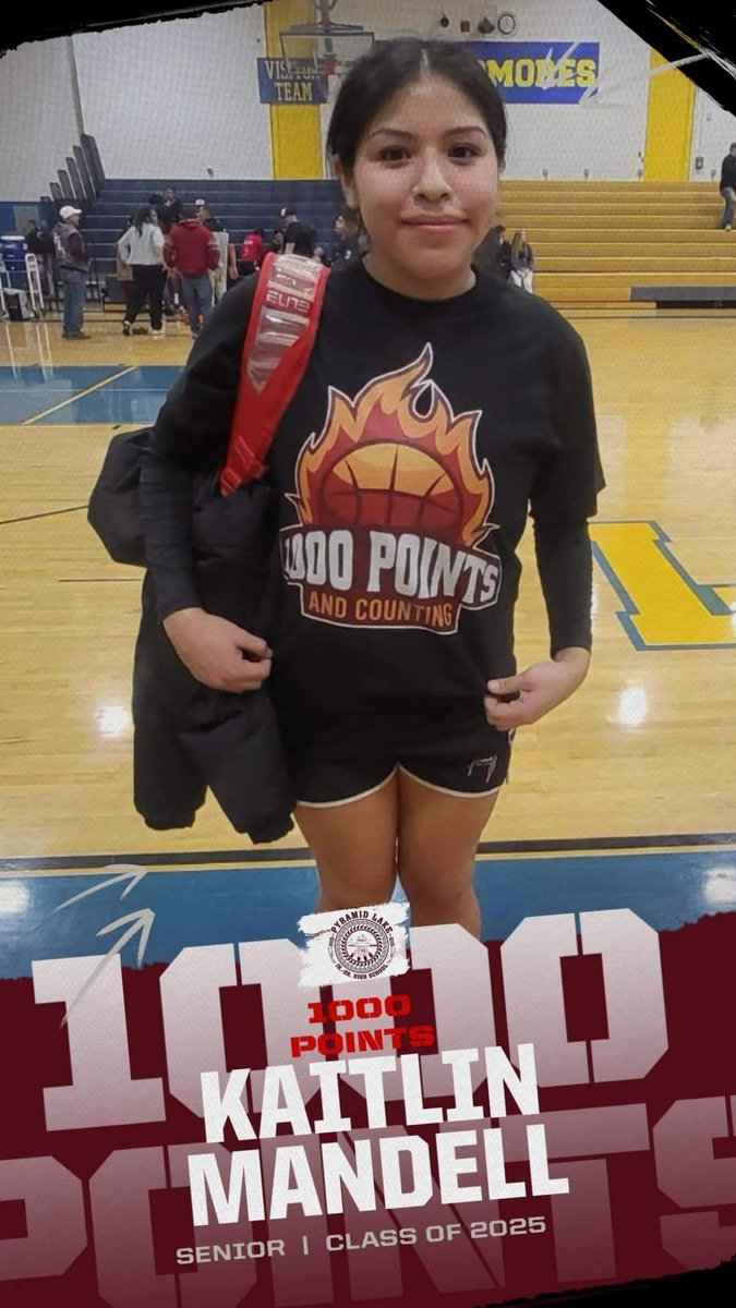Congratulations to Kaitlin Mandell (Paiute), out of Pyramid Lake High School in Nevada, who scored her 1,000th career point and counting tonight for the Lakers.
#NativePreps #Paiute #PyramidLake