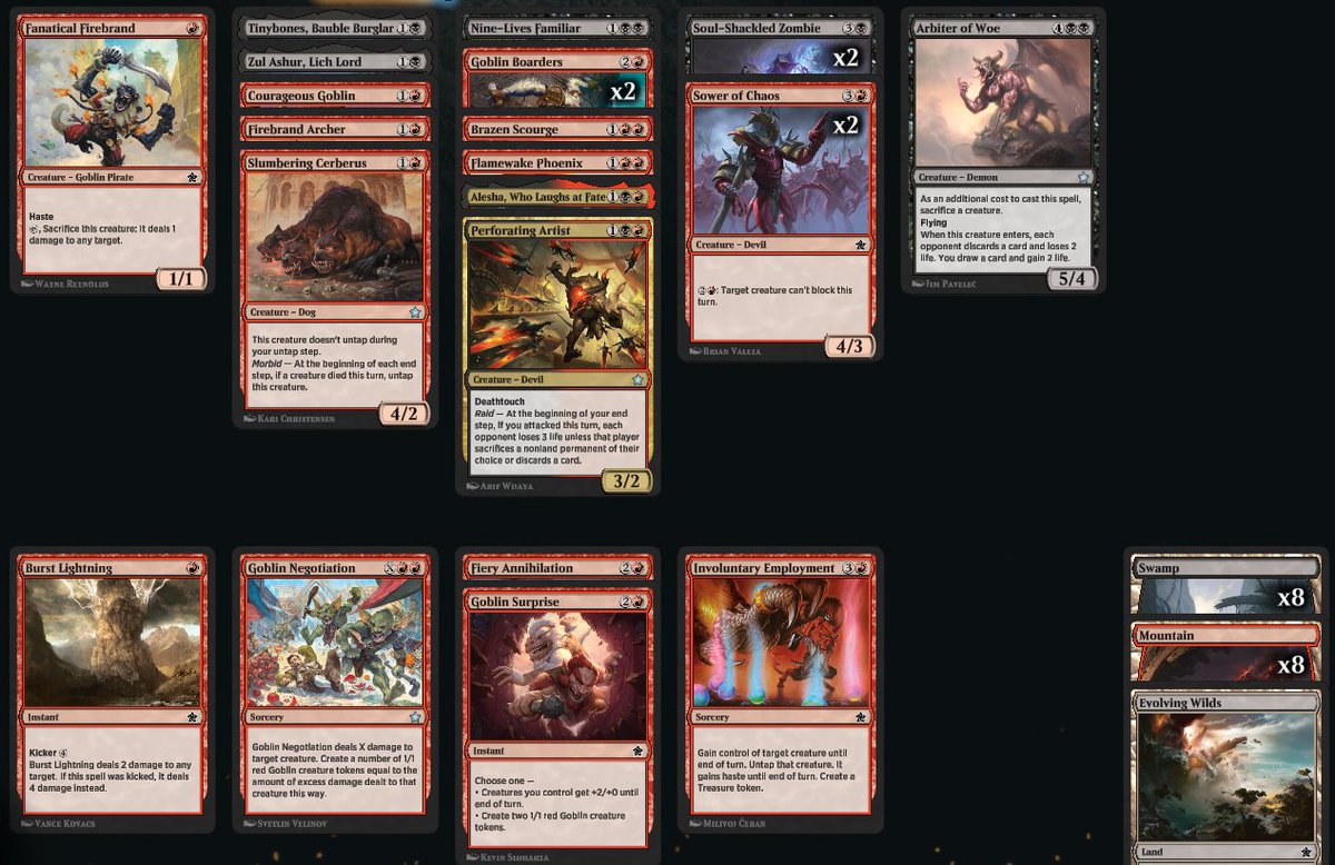 EricESeverson's tweet photo. Tried one run of the Arena open at the last minute. First games I'd played of the format, and first time trying B03. Didn't think my deck was very good, but got lucky in some close games https://t.co/hjY76RKpdE