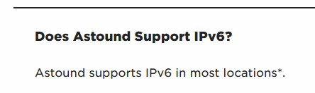 circuitrewind's tweet photo. Heading into December, wondering when @astoundconnects / @WaveConnects is going to re-enable IPv6 that they disabled for the entire city back in August.

This is a multi-month outage.

PLEASE fix your shit already!?

In the mean time, I'm signing contracts for another ISP. https://t.co/m1wuK5sc9k