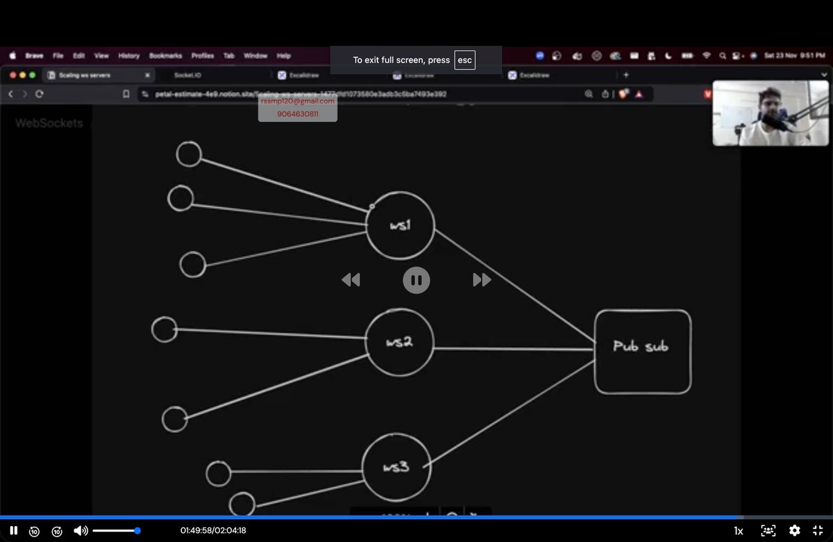 RudraSankha's tweet image. Revision of #websockets done 

@kirat_tw explaining #scaling in #websockets

#100xDevs #Cohort3