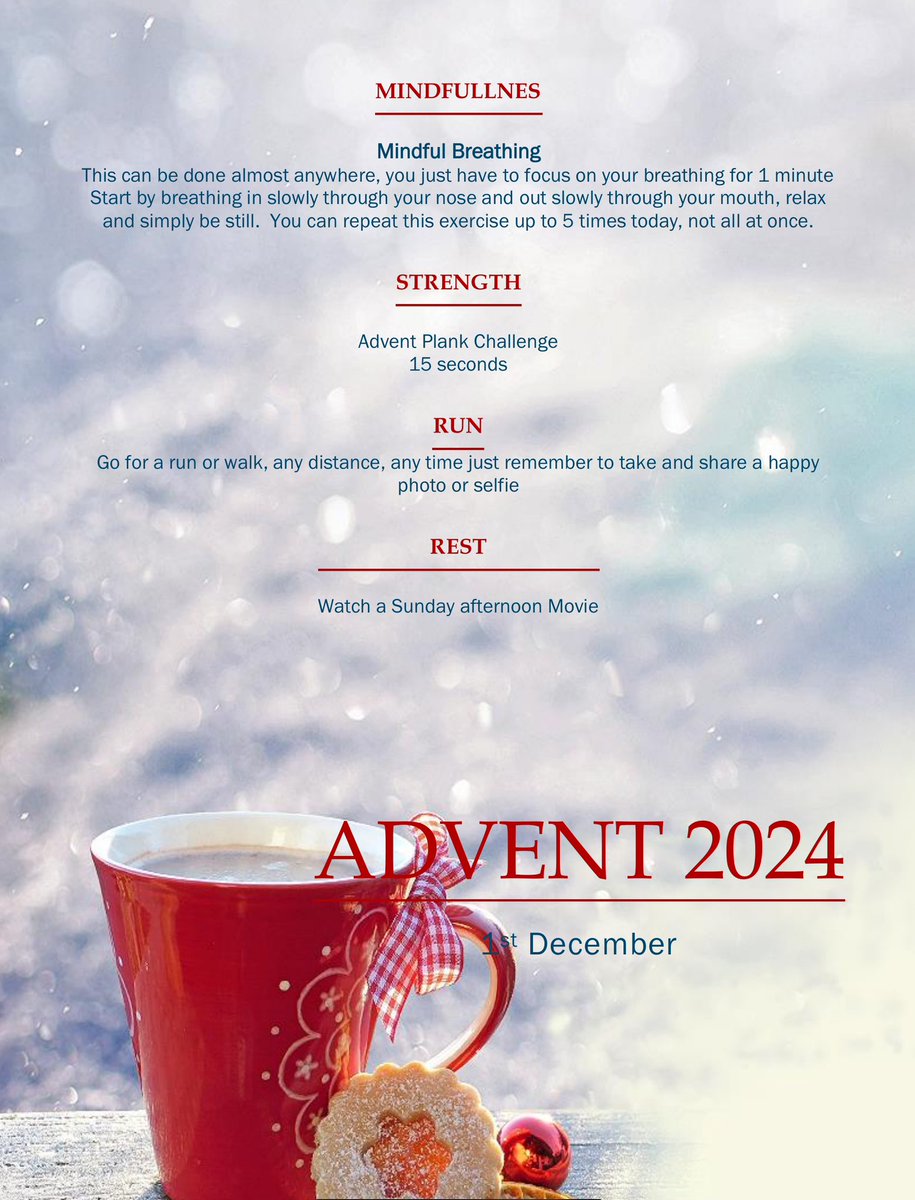 Twittachallenge's tweet image. 1st December 
Welcome to our #TWC #ActiveAdvent2024.  Each day we’ll post a challenge, you can pick one, two, three or four to complete, no pressure just a bit of fun and there’s something for everyone we hope!  Enjoy and please share your photos and don’t forget to tag us!