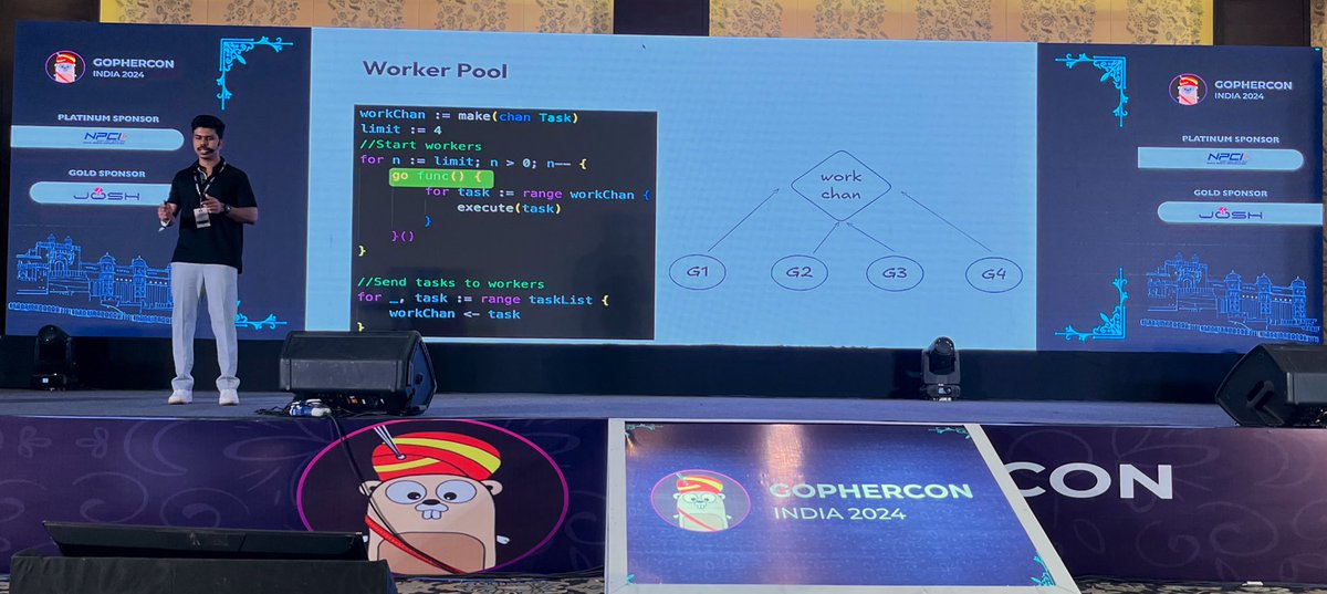 GopherConIndia's tweet image. Joobi S B presents Mastering Concurrency in Go: From Patterns to Production, offering a comprehensive look at building efficient, scalable, and production-ready Go applications. A session packed with practical takeaways for every Gopher!

#GCI24 #GopherConIndia2024 #golang