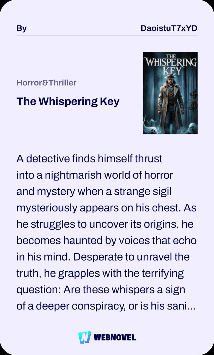 T_Nihar66's tweet photo. I'm reading The Whispering Key and highly recommend it! Join me in reading it! https://t.co/cU1NfpBk6i https://t.co/1xCkWaEmQj