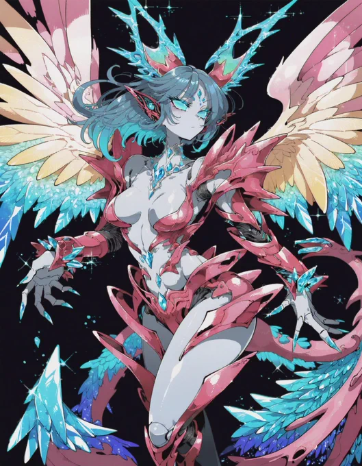 僭越ながら、メカ娘とクリスタルドラゴン娘の融合。