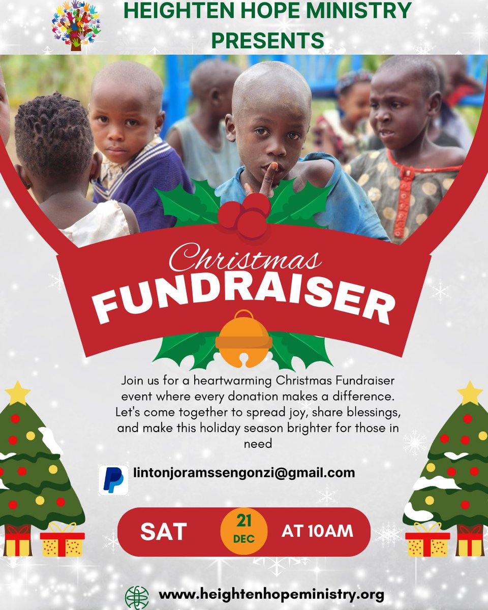 LintonSsengonzi's tweet photo. 🎄 Join Us in Spreading Holiday Cheer! 🎄

This holiday season, Heighten Hope Ministry is hosting a Christmas Fundraiser to bring joy, warmth, and hope to children in need. Together, we can make a difference by ensuring they have the food, clothing, and love they deserve. https://t.co/qd4k9425ua