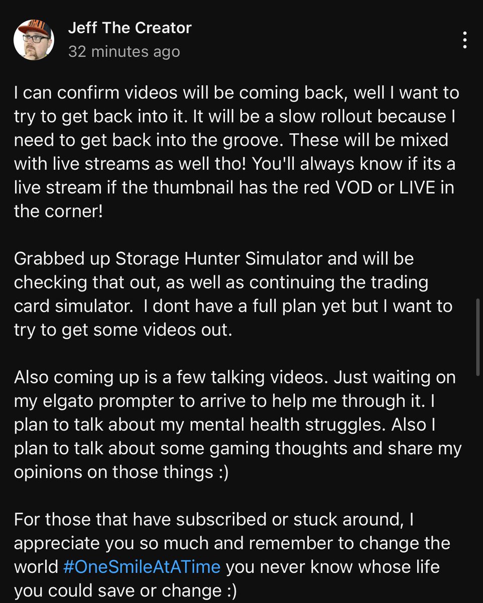 Little announcement I posted on YouTube :) 

As always remember to change the world one smile at a time, you never know whose life you could save or change :)