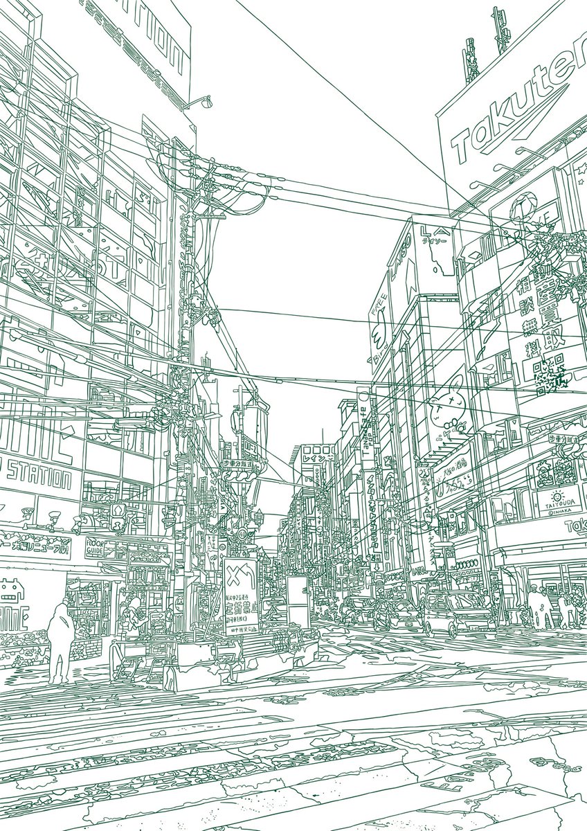 Ew19L's tweet photo. 繁華街😃(下書き)up!
ごちゃごちゃした感じいいね👌

#イラスト
#illustlation 
#背景 https://t.co/z2PYN74oPf