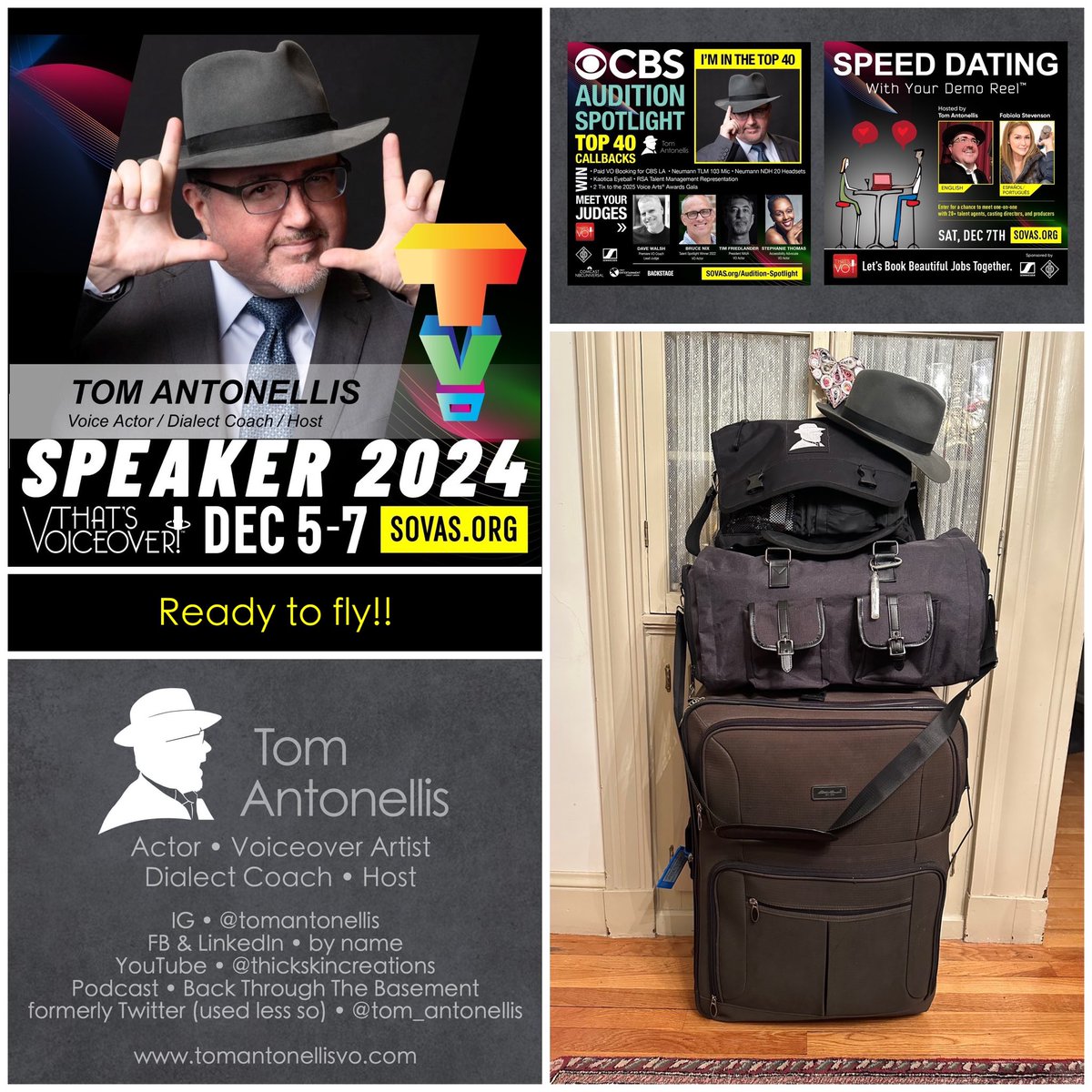 READY TO FLY! ✈️ 

<a href="/NAVAVOICES/">NAVA</a> Gala &amp; <a href="/ThatsVoiceover/">That's Voiceover!</a> Career Expo ( <a href="/SovasVoice/">Society of Voice Art</a> ) here I come!

Read about this trip in detail as well as what the trip holds in store on my other social media &amp; sound off in the thread if you’ll be at either event! I’ll be the one in the fedora.😉