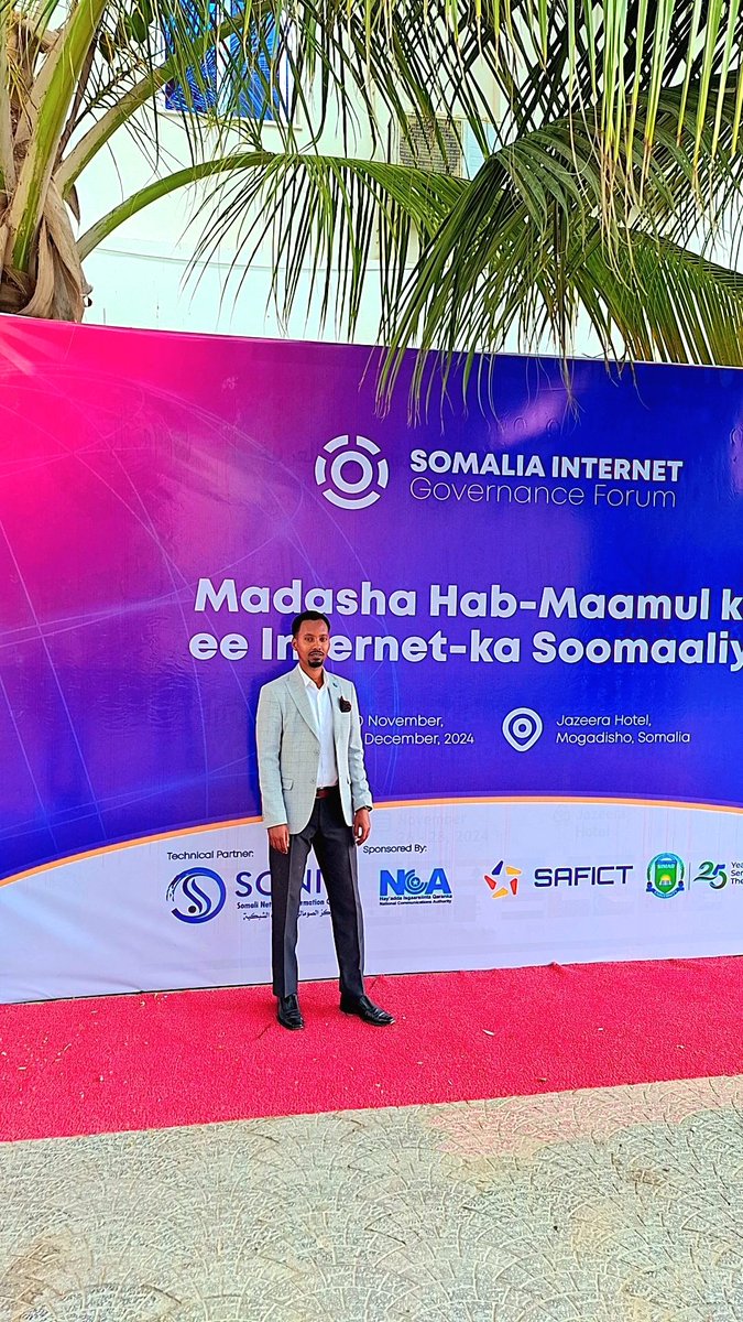 Somalia Internet Governance Forum 2024!

Madasha hab-maamulka  internet-ka somalia

✅️Day two

🗓️ November 30 - December 1, 2024
📍 Jazeera Hotel, Mogadishu

He will share insights on the topic:
“Balancing Content Regulation and Freedom of Speech on the Internet.”
#SIGF2024