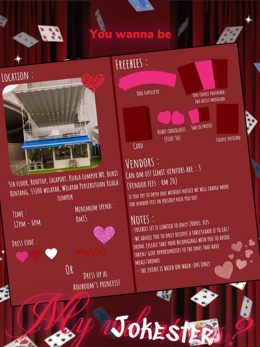 ❣Celebrate valentines with aouboom❣

Be my ________? 

Cloud cafe, Lalaport
📆9 February 2025
⏳12pm - 6pm 
#be_my_jokester
#valentineswithaouboom
<a href="/cupsleeveMY/">🥤Cupsleeve Malaysia</a>
