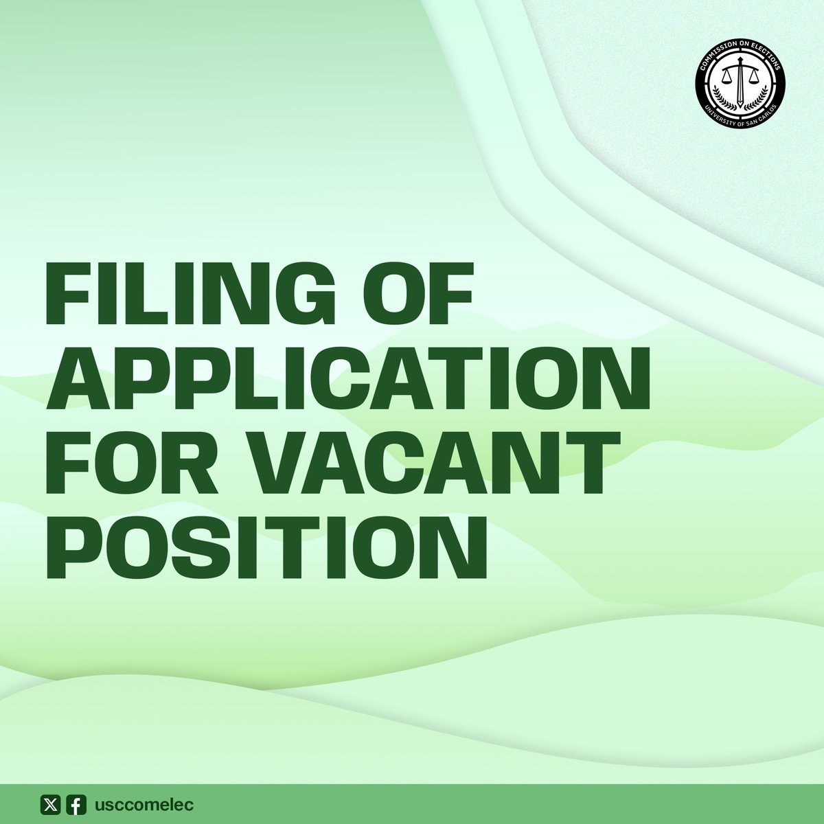 usccomelec's tweet photo. The USC Supreme Student Council Commission on Elections (COMELEC) is now opening applications for the positions of 𝗖𝗼𝗹𝗹𝗲𝗴𝗶𝗮𝘁𝗲 𝗖𝗼����𝗻𝗰𝗶𝗹 𝗖𝗼𝗺𝗺𝗶𝘀𝘀𝗶𝗼𝗻𝗲𝗿𝘀, 𝗙𝗶𝗻𝗮𝗻𝗰𝗲 𝗖𝗼𝗺𝗺𝗶𝘀𝘀𝗶𝗼𝗻𝗲𝗿, 𝗮𝗻𝗱 𝗔𝘂𝗱𝗶𝘁 𝗖𝗼𝗺𝗺𝗶𝘀𝘀𝗶𝗼𝗻𝗲𝗿! https://t.co/AdYHEcRDMX