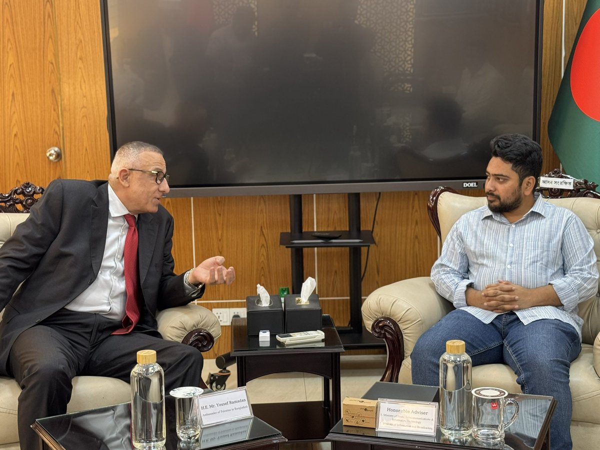 NahidIslam_24's tweet photo. An absolute honour and pleasure to meet the Ambassador of 🇵🇸 to 🇧🇩 H.E Mr. Yousef Ramadan. 
The struggle and resilience of Palestinian people inspired us in our movement against oppression. The spirit of July flows in the same stream with the spirit of freedom for Palestine. We dream of freedom, we dream of hope, we dream of resistance and we dream of #Palestine. 

#PalestineSolidarity 
#MiddleEast
