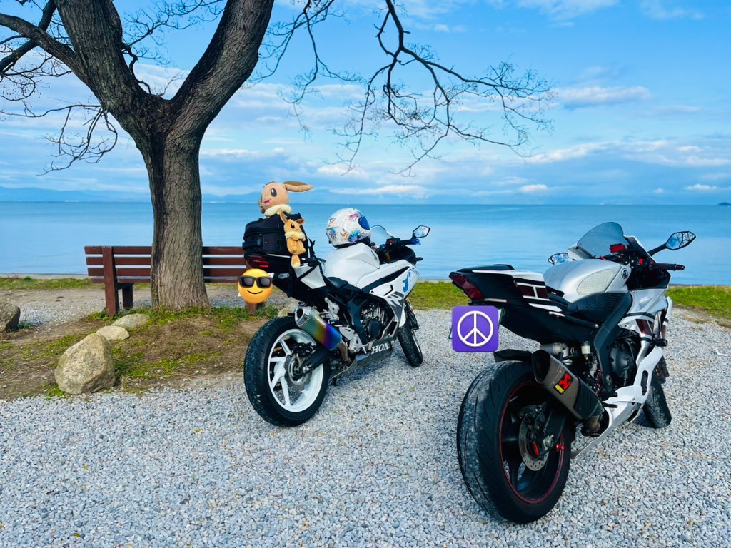 cbr250_133's tweet photo. 初関西はビワイチ！
会社の先輩に誘ってもらいました✨

景色が最高でした😊

#あのベンチ #メタセコイア並木 
#白鬚神社
#ビワイチ
#cbr250rr #yzfr6
#バイク好きと繋がりたい 
#Eevee https://t.co/ieaWVxKq2I
