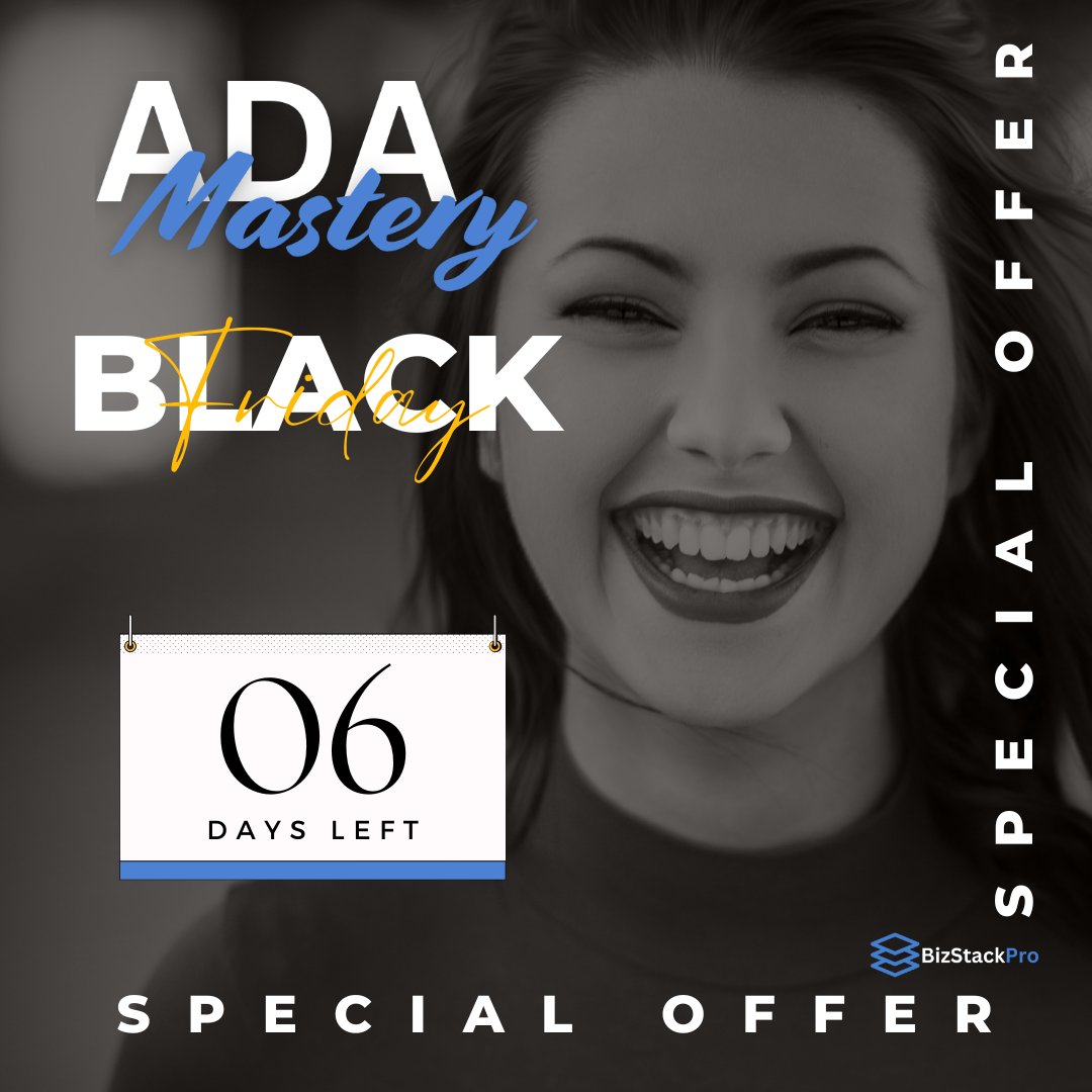 leerpritchard's tweet image. It&apos;s December�Time for a Big Change!
Start an ADA agency and help businesses create accessible websites. This Black Friday, save $200 monthly and get DFY templates, training, and more.

Get started today!

adamastery.bizstackpro.com/?fpr=lee54 
#BlackFriday #ADAAccessibility