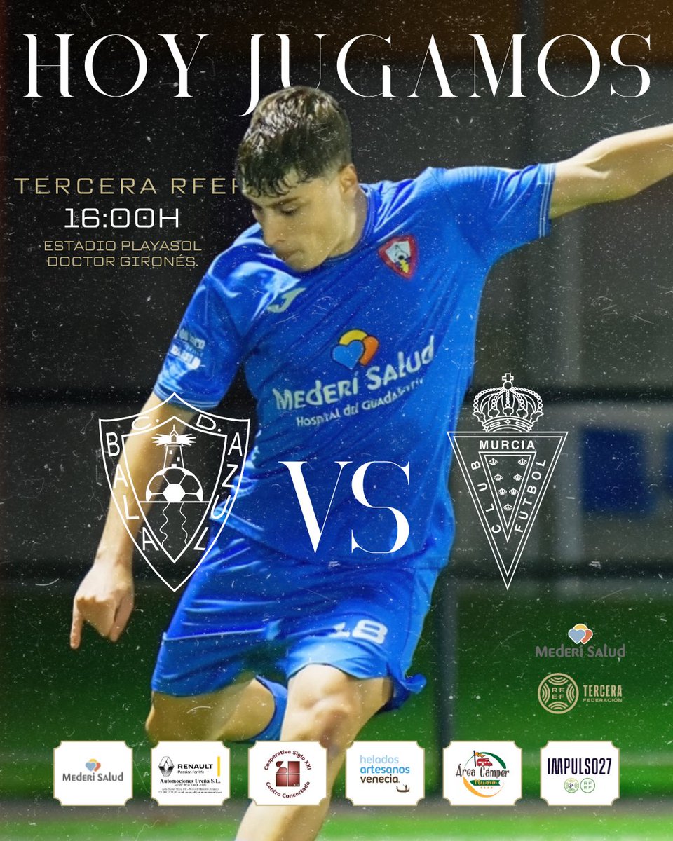 💙 ¡𝐇𝐎𝐘 𝐉𝐔𝐆𝐀𝐌𝐎𝐒! ¡Toca despedir el 2024 en el Playasol con una victoria!

🕓 16:00h.
🆚 <a href="/canteragrana/">Cantera Grana</a>. 
🏟️ Estadio Playasol Doctor Gironés. 
🏆 Jornada 13 | Tercera RFEF.

🎟️ Entrada general 10€ | Jubilados 8€ | Niños hasta 15 años gratis. 

🦈 #VamosBala
