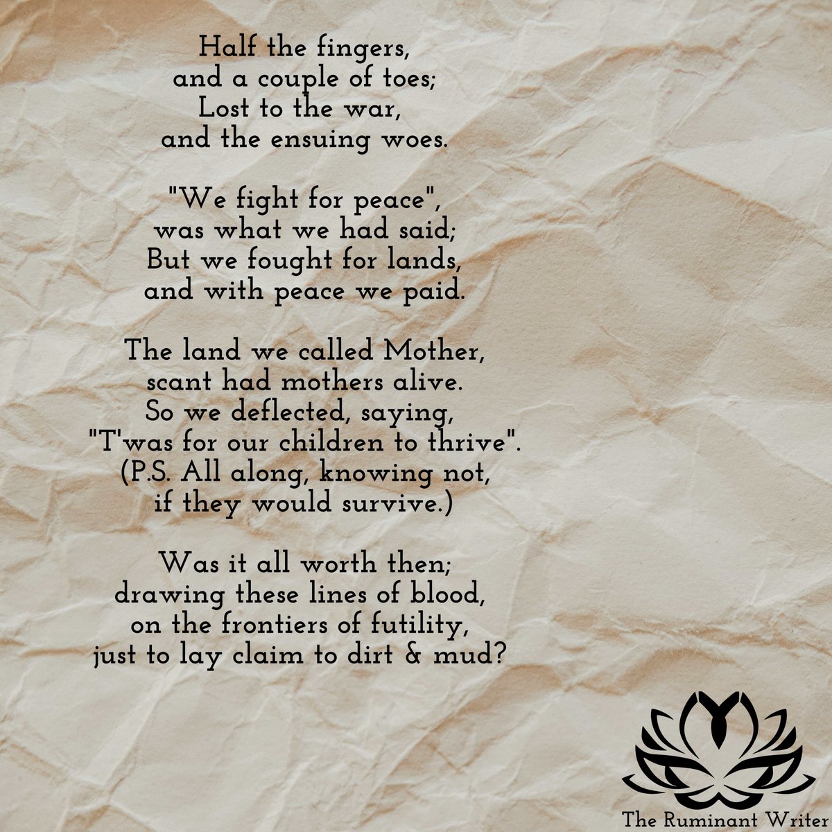 RumiWrites's tweet photo. #WarPoetry #PoetryOfConflict #LiteraryReflections #VoicesOfWar #CreativeExpression #WarAndPeace #ArtInConflict #PoeticNarratives #WordsOfResilience #PoetryOnWar #WarPoems #CreativeWriting #WarAndPeace #InspirationThroughWords #ConflictAndCreativity #WordsOfWar #WarReflections https://t.co/2Mm07avngT