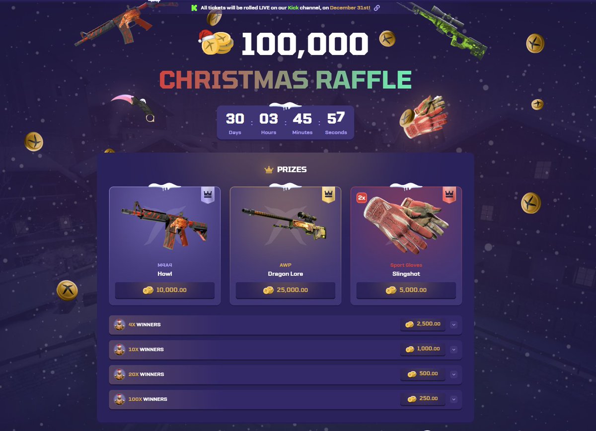 ❄️THE CHRISTMAS UPDATE IS HERE!

🎅100k XMAS Raffle between 1st to 31st! 
🎄New Christmas design
🗓️An Advent Calendar which reveals a gift everyday!
⛄️Extra Giveaways &amp; Events

👉You can check it out on x.fun/christmas

💜Merry Christmas!

✅RT for a chance at 100 coins!
