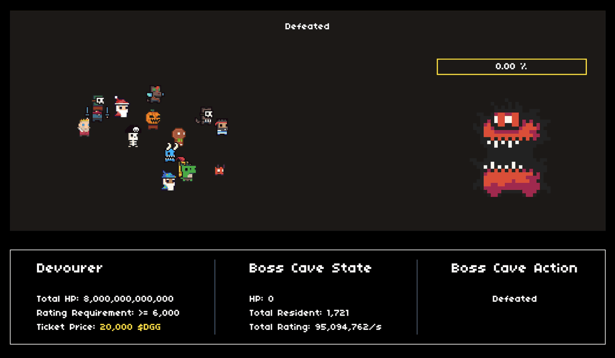⚔️ The Devourer has been defeated, feeling the might of the dungeon residents!! 
💎 Once you claim your resident on the boss interface, you can view your boss's TreasureChest on the treasure page!

dmove.app/treasure