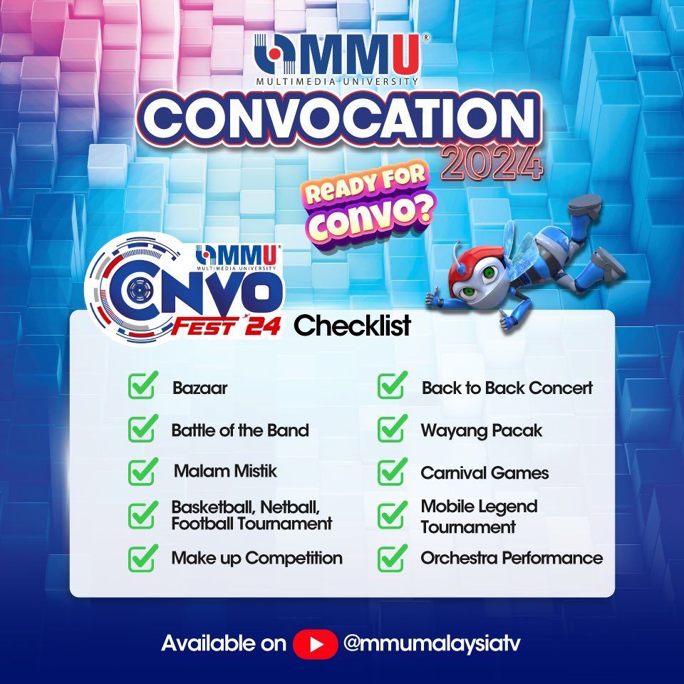 mmumalaysia's tweet photo. Ready for Convo?
Here's the Convofest checklist โ
#ThereisUinMMU
#MMUisYouLeadingTheDigitalFuture https://t.co/H11laKaFMr