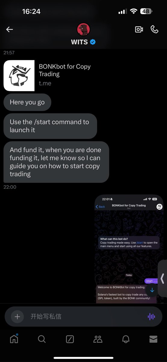 wangsaisai6's tweet photo. I write this story of being cheated with great pain, hoping that everyone will learn from it. On November 2, wits told me the benefits of copy trading, and after collecting my sol fee, he gave me a fake BONKbot to copy trading, and kept asking me to top up sol on his robot. https://t.co/jKt4U6g8WF