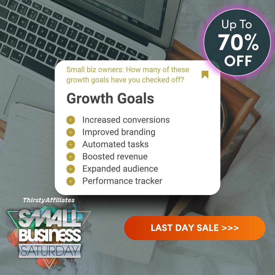 No small business has all 6… until now 🚀With Up to 70% Off ThirstyAffiliates, you can finally check off every box 💼 Don’t miss this chance to grow your business faster &amp; smarter!
Shop Now Before Midnight 👉 thirstyaffiliates.com/pricing/ 

#SBS #AffiliateMarketing