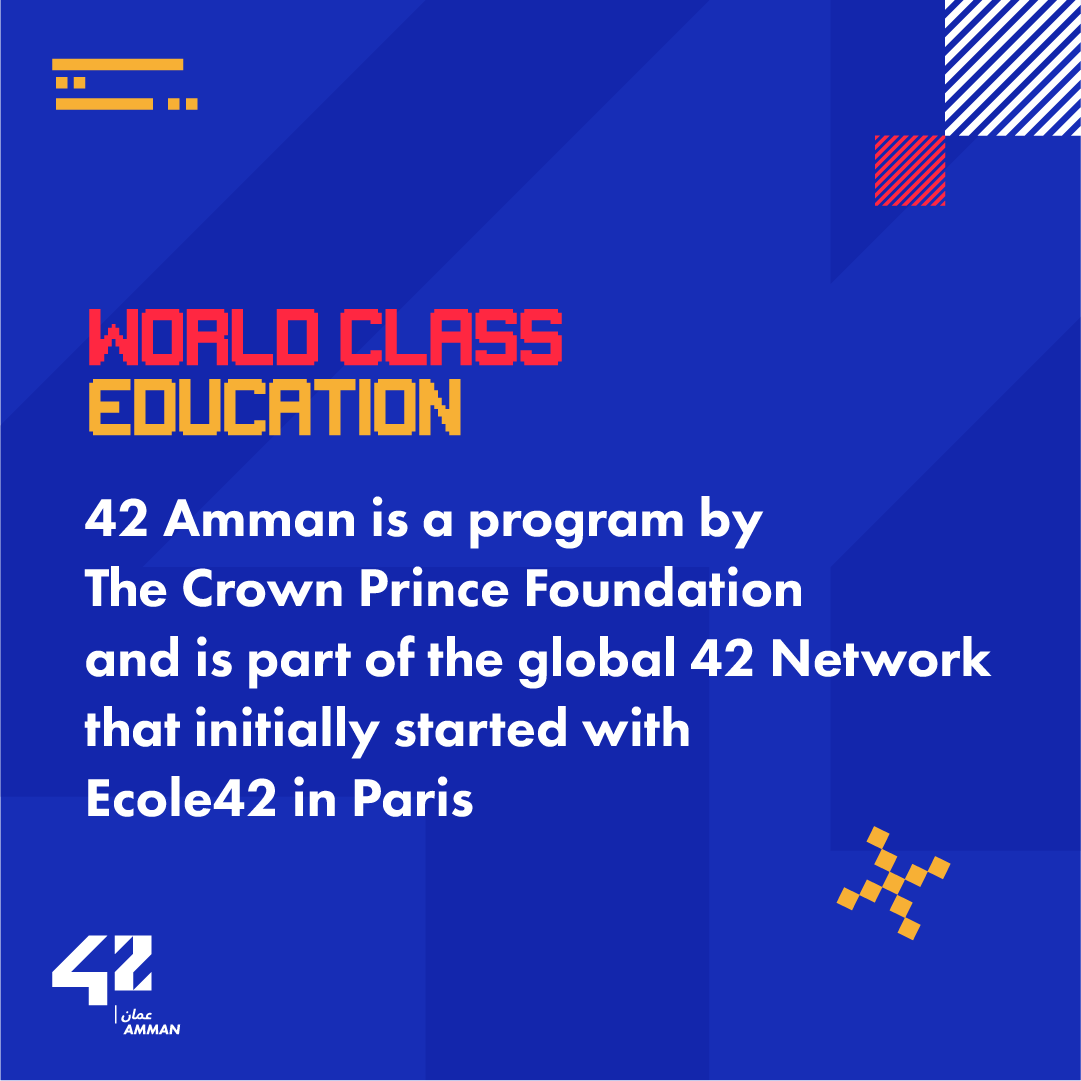 42Amman's tweet photo. Dreaming of obtaining skills that pave the way for a bright future? Experience flexible education and learn more about 42 Amman.

#42Amman #CPF #CrownPrinceFoundation #Coding #Programing #Gaming #Tech
#TechEducation #PeerToPeerLearning #borntocode #gen42 #42network https://t.co/MYy6VtCesT