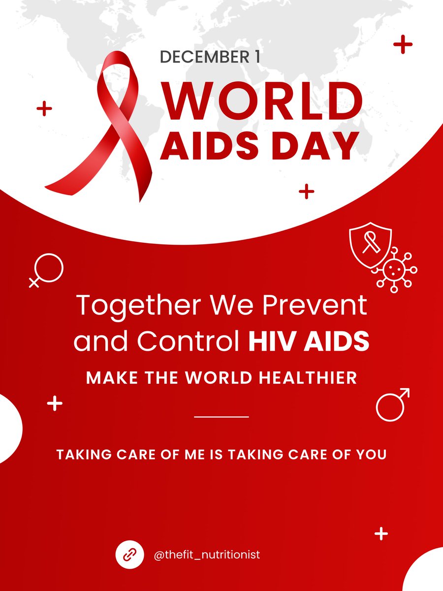 Today, on World AIDS Day, we unite to raise awareness, combat stigma, and reaffirm our commitment to ending the HIV epidemic. Let's advocate for access to testing, treatment, and prevention for all. Together, we can achieve a future free of HIV/AIDS.  #EndHIV #AIDSFreeGeneration