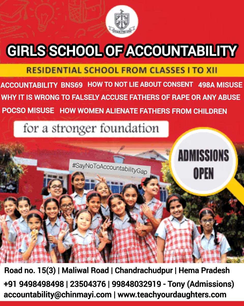 VasuEricsson's tweet image. Dear 🇮🇳 Indian Women,

Pls #TeachYourDaughters some accountability.

We offer all courses &amp;amp; teach girls frm a young age how to respect Boys/Men, how to deal with Absent Father issues, importance of Positive Male Role models &amp;amp; many more.

Say No To #AccountabilityGap !

Contact:👇🏻