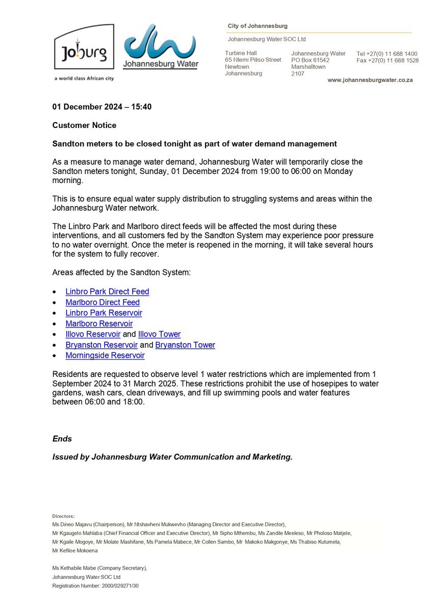 Johannesburg Water tweet media