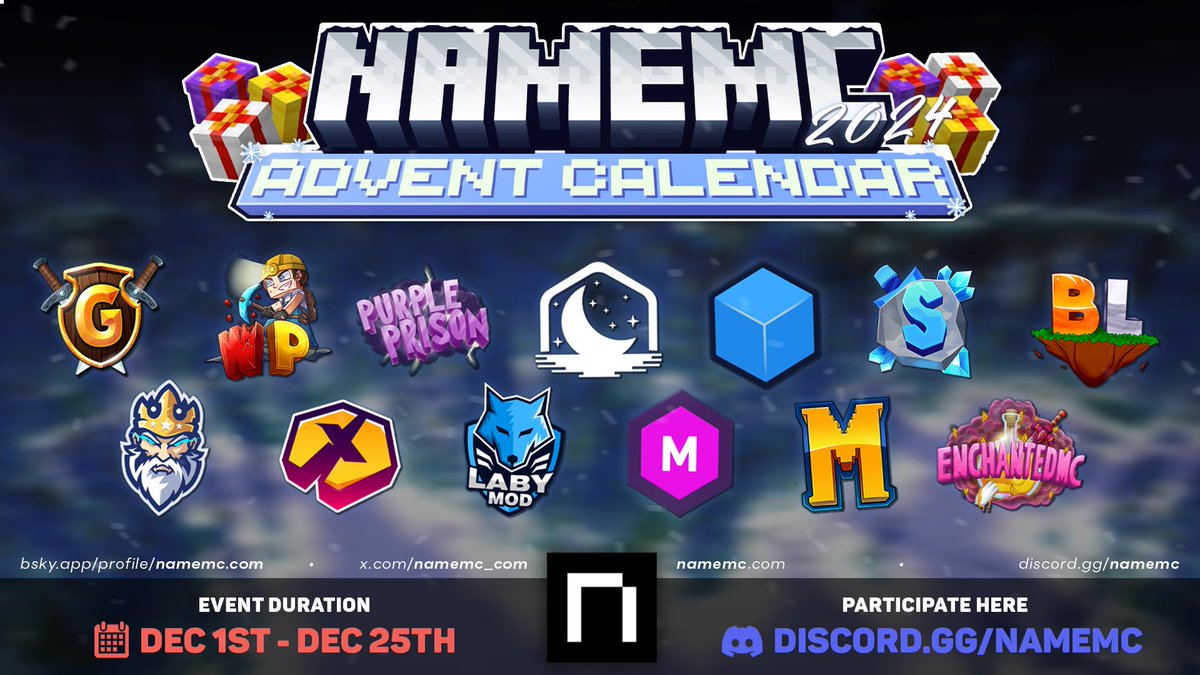 namemc_com's tweet image. Our yearly Advent Calendar event has started!
Join our discord to participate discord.gg/NameMC
