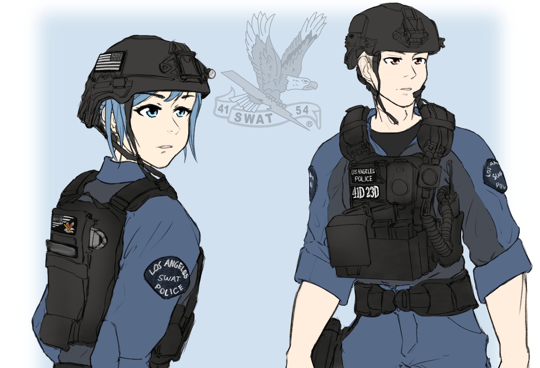 LAPD SWAT girl パッチx5 ステッカーx5 SWAT Team Patch