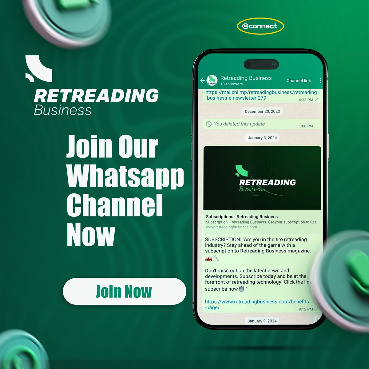 WHATSAPP CHANNEL: 🌈 Retreaders, Unite! Retreading Business welcomes you to our WhatsApp Channel. 🔄📱 Stay connected, stay informed. Subscribe for quick bytes of retreading excellence 👇

✅Join: whatsapp.com/channel/0029Va…

#Retreading #Fleets #News